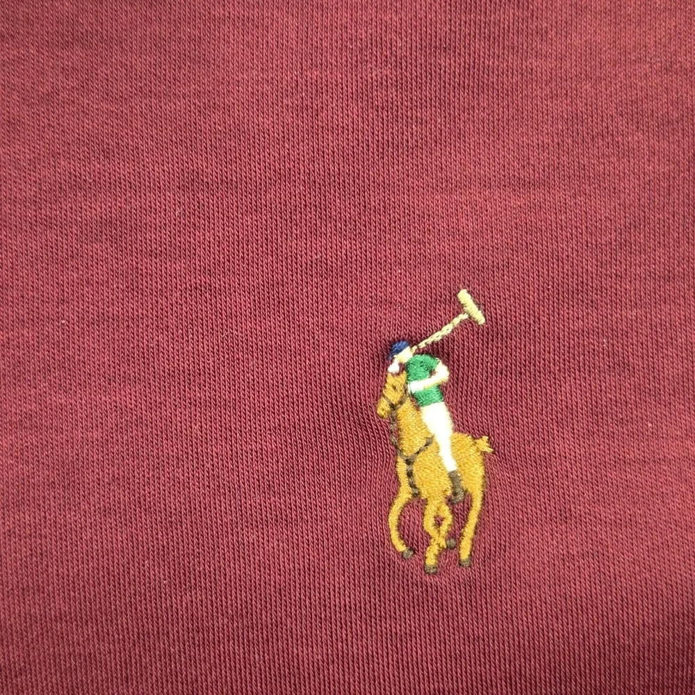 Polo Ralph Lauren Classic Fit LS Polo Shirt Burgundy Flesh Pony Mens Large